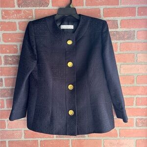 Vintage 1980s Givenchy Blazer  deep navy blue Blazer with Gold Buttons